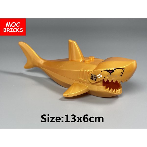 Klocki MOC Rekin Piracki Ocean Karaibski Zwierzę 13Cm 8Cm ZłOżOne Klocki Konstrukcyjne Skupione Na Nauce ZróB To Sam Zabawki Dla Dzieci Prezenty ZłOcisty-image