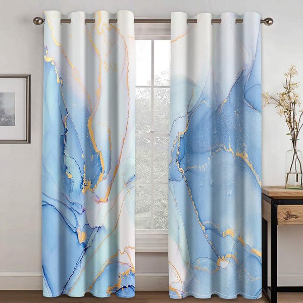 Moderno Colorido MáRmol Arte Abstracto Grieta Fino 2 Piezas Cortina Filtradora De Luz Para Sala De Estar Dormitorio Hogar DecoracióN De Cortina Para Ventana 50W130H(CM) 2PCS-image