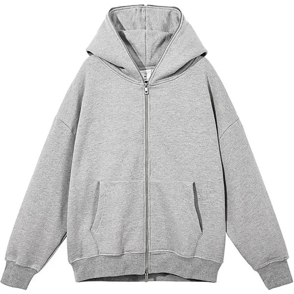 Kurtki Z Kapturem Rozpinane Na Zamek Dla MężCzyzn I Kobiet Na Wiosnę I Jesień Bluzy Z Kapturem Na Zamek Rozpinane Swetry Casual Streetwear Hip-Hop Odzież Y2K XXL Szary-image
