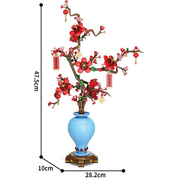 Kreatywność Miasta Bukiet KwiatóW ŚLiwa Bonsai RośLina Doniczkowa Model Z KlockóW Dekoracja Domu Zabawka Dla Dzieci Prezent Brown-image