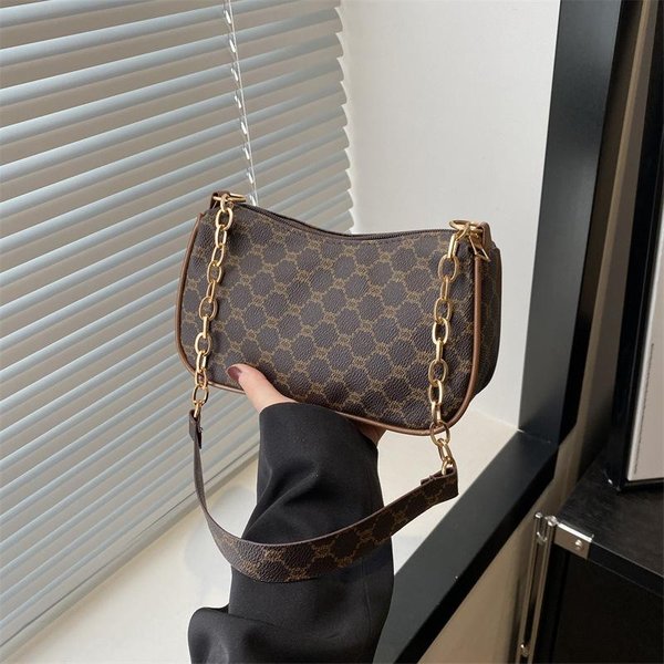 Bolso De Hombro Con Cadena Casual Simple PortáTil Nuevo Retro Bolso Personalizado Para Mujeres Estilo Coreano Textura Fresca Bolso De Axila Gray-image