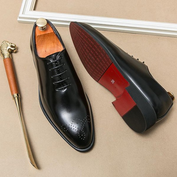 Modne Luksusowe MęSkie SkóRzane Buty Wysokiej JakośCi MęSkie Buty Modne Oxford ŚLubne MęSkie SkóRzane Buty Wizytowe 2024 DżEntelmen Biurowe MęSkie Buty 39 Czarny-image