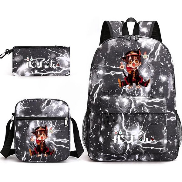 Hanako-Kun Animacja Nadruk Plecak Szkolny TrzyczęśCiowy PióRnik Torba Na Ramię PodwóJne Ramiona Three-Piece Set-image