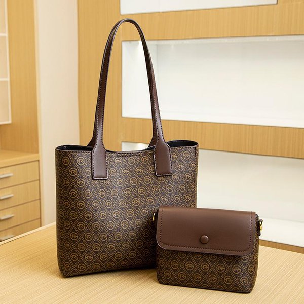 VersióN Coreana De Bolso Cruzado Para Mujer Nuevo Bolso Tote De Gran Capacidad Para El Trabajo Bolso De Hombro Estampado De Temperamento A La Moda Bolso Para Madre E Hijo White-image