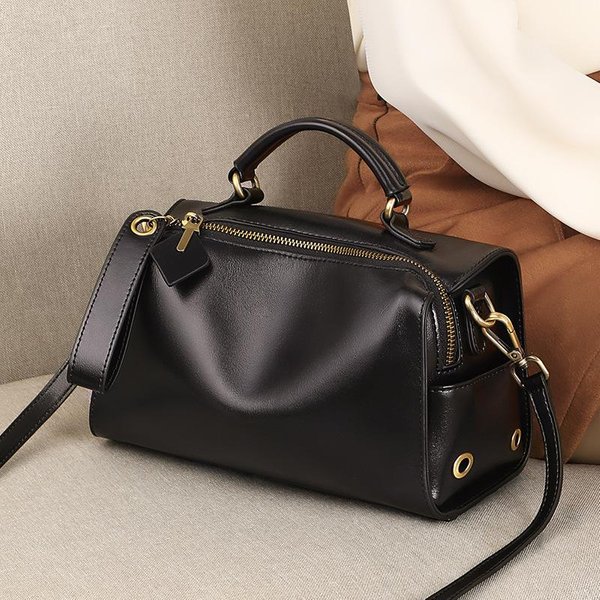 Bolso De Mujer De Cuero Genuino Nuevo OtoñO E Invierno Bolso Bandolera Bolso Almohada Boston De Alta Gama Bolso De Mano-image