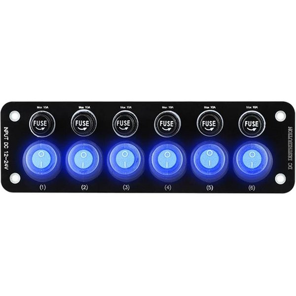 Panel De Interruptor Basculante De Palanca De 6 Bandas, Encendido/Apagado Para Autocaravana, Barco, CamióN Marino, 12V-image