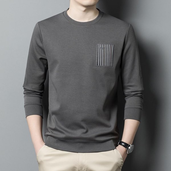 Nuevo SuéTer De OtoñO Para Hombre Moda Juvenil Estampado Atractivo Camiseta BáSica De Manga Larga Con Cuello Redondo Ropa Para Hombre Xxxxl Gray-image