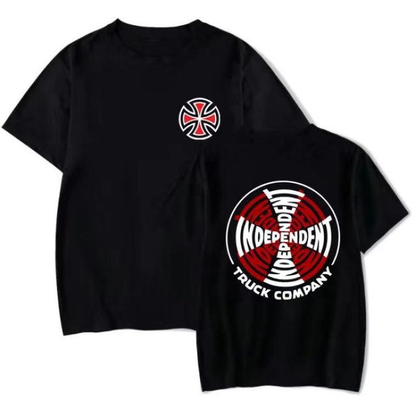 Camiseta De Skate De Moda Americana AlgodóN Puro Estampada Manga Corta Neutra Combinable Alta Calle Tops De Verano Camiseta L-image