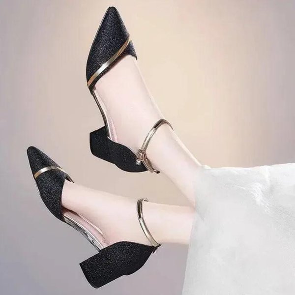 Sandalias De Verano Nuevas Para Mujer Con Punta, TacóN Alto, Lentejuelas, Zapatos Sexy Para Mujer, Moda, DecoracióN De Perlas, Slingback, Zapatos De TacóN Altos Femeninos 42 Negro-image