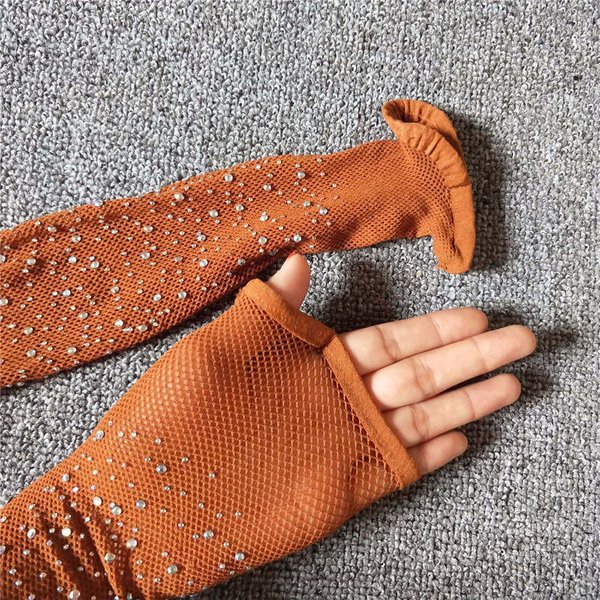 Medias Latinas Profesionales Talla Grande Para Mujer Sexy De Malla Red De Pescador Con Brillo Y PedreríA Medias De Fiesta One Size-image