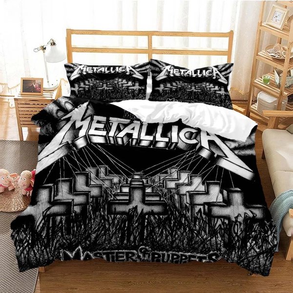 ColeccióN De Ropa De Cama De La Banda De Metal Mmetallica Individual Twin Matrimonial Queen King Size ColeccióN De Camas Dormitorio Adulto NiñO ColeccióN De Fundas NóRdicas Textil Hogar EU Twin 135X200Cm-image