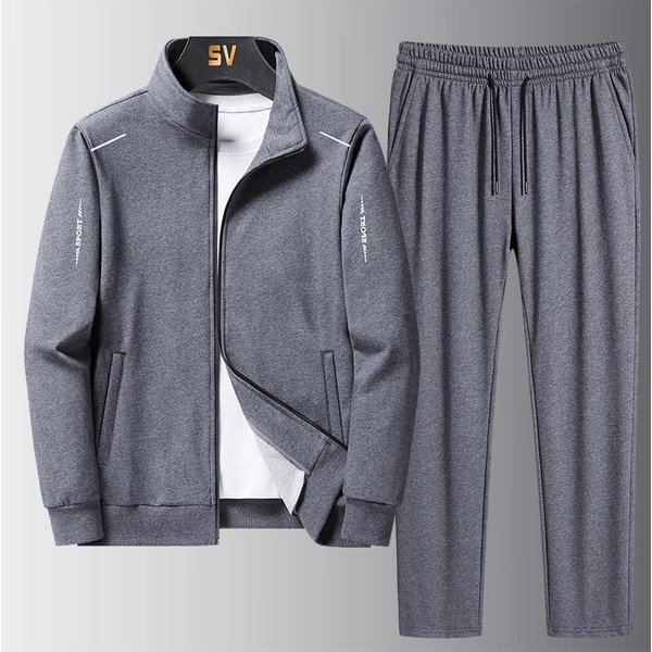 MęSki Zestaw OdzieżY Sportowej Dresy Zestawy DwuczęśCiowe Ubrania Homme Bluzy + Spodnie Garnitur MęSkie Streetswear Bluza Z Kapturem Kurtki Plus Rozmiar 6XL Szary-image