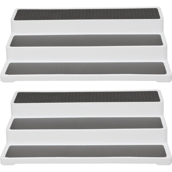 2 Piezas Estante De Especias De 3 Niveles Estante Escalonado Organizador Soporte Para Encimera De Cocina Suministros Gray-image