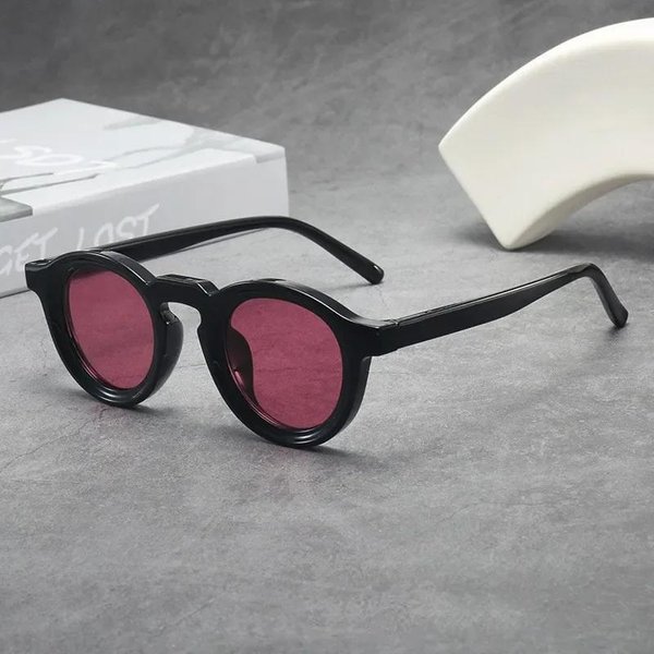 Gafas Personalizadas De Alta Gama Para Hombre Y Mujer Nuevas Gafas De Sol Redondas PequeñAs Estilo Retro Tendencia De Moda Gafas De Sol Resistentes A Los Rayos UV W140576WW- Black-image