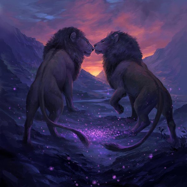 Pintura De Diamantes 5D DIY Redonda Completa Punto De Cruz Dos Leones Bordado De Diamantes 30X30Cm-image