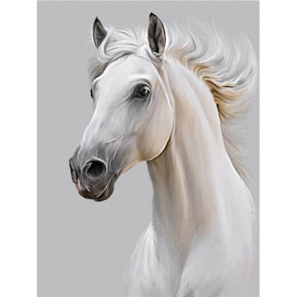 5D Diamentowe Malowanie PełNy Koń Diamentowy Mozaika ZwierzęCy Haft Diamentowy RęCznie 20X30CM Gray-image