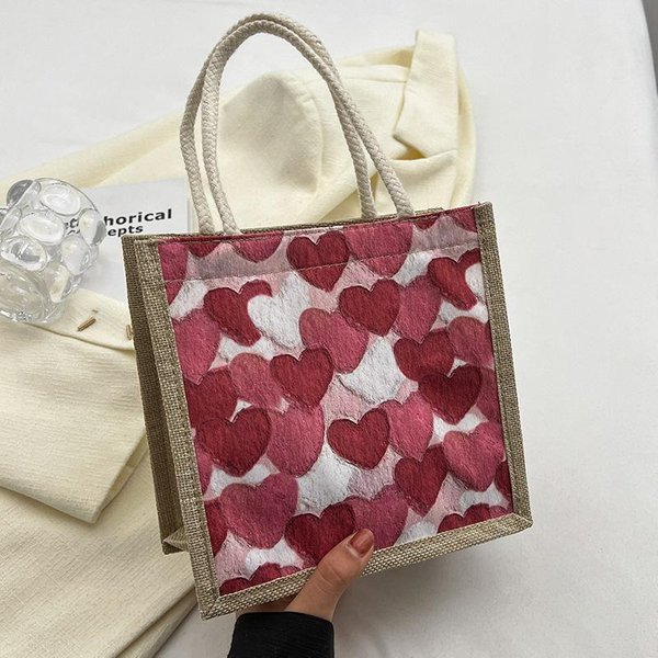 Bolsa Para Fiambrera Bento Para Mujer En Verano Bolso Tote Para Chica Japonesa Saco De Yute Gray-image