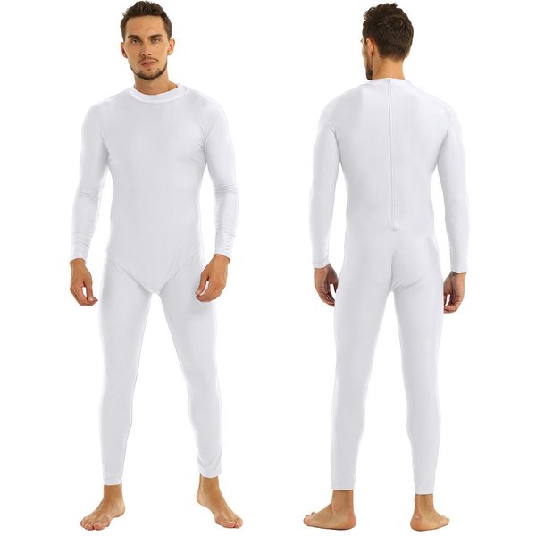 Mono De Una Pieza De Spandex Con Cuello Alto Y Manga Larga Para Hombre Y Mujer, Traje De Cuerpo Entero Zentai 2XL Blanco-image