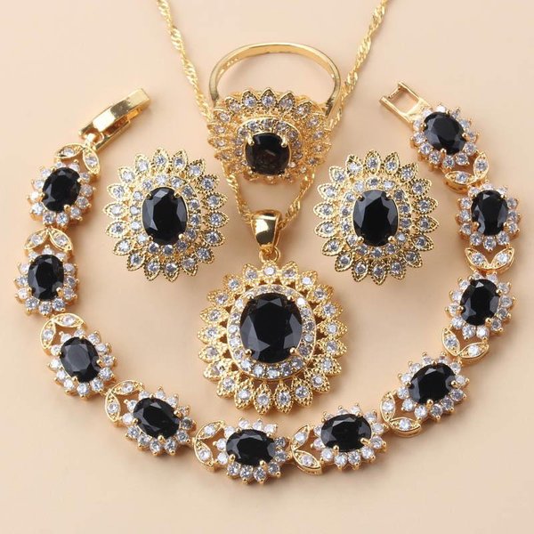 Chapado En Oro Collar De Novia Pendientes De Clip Pulsera Femenina Girasol Accesorios De Boda Italianos Juegos De JoyeríA Grandes Para Mujeres 10 Beige-image