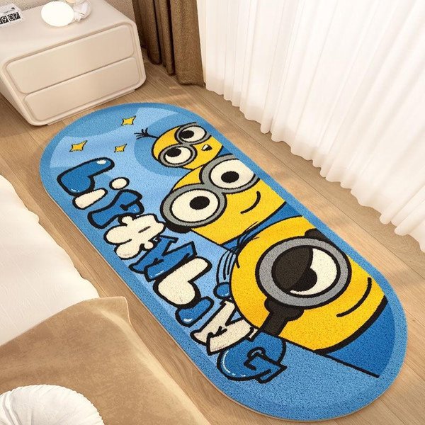 Urocze Dywaniki Minionki Do Sypialni Styl KreskóWkowy Dekoracja Salonu Dywan Pogrubiony Pluszowy Mata PodłOgowa Przy łóżKu Puszysty MięKki Dywanik Do Nauki 80*160Cm-image