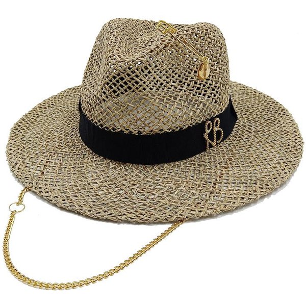Moda Letra Rb Sombrero De Paja Vaquero Para Mujeres Y Hombres Verano Panamá Jazz Sombrero Para Sol De Vacaciones Al Aire Libre En La Playa 1 PCS-image