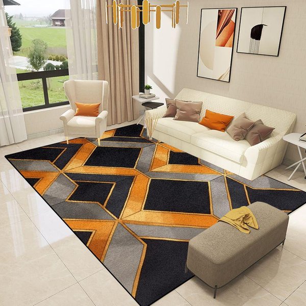 Alfombras GeoméTricas De DecoracióN NóRdica Para Sala De Estar Alfombras De Lujo Ligero Para El Hogar ÁRea De Sofá Alfombra De Piso DecoracióN De HabitacióN Pasillo Alfombra Suave Grande 60*90Cm-image