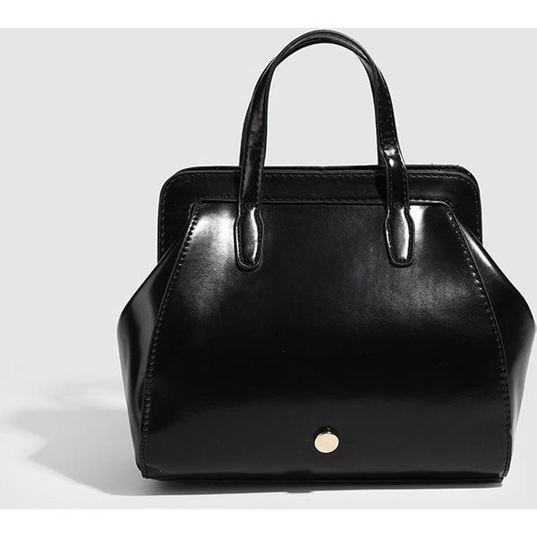 Bolsa Femenina Ins OtoñO E Invierno Nicho Retro Todo Negro Mochila Bolso De Mano De Moda Black-image