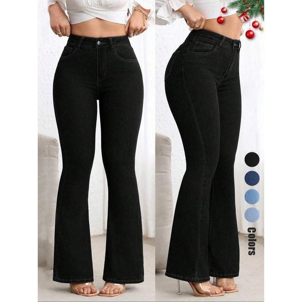 Jeans Acampanados EláSticos De Cintura Alta Para Mujer Con Efecto Levanta GlúTeos Ajustados De Pierna De Campana Pantalones De Mezclilla 2026 2XL-image