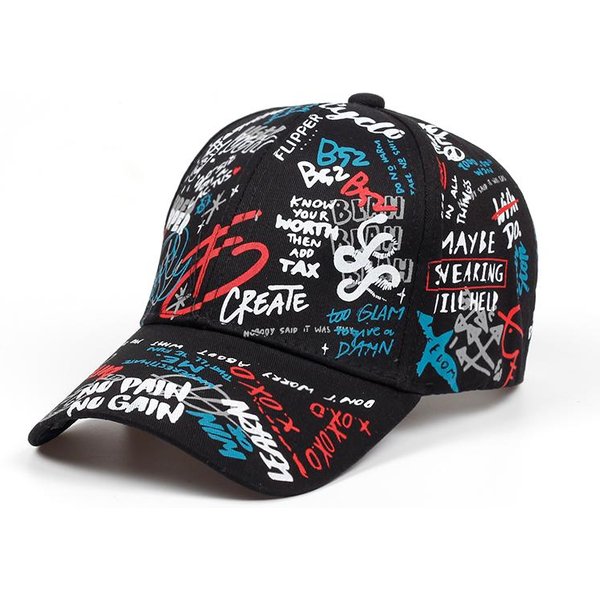 Moda Gorra De BéIsbol Con Letras Graffiti Sol Hip Hop Visera Sombrero De Primavera Hombres Ajustable Snapback Gorra De AlgodóN Para Mujeres Hombres Sombreros Black-image