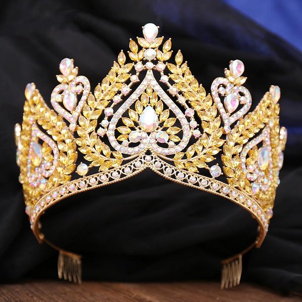 KróLewska KróLowa KryształOwy Diadem Korona ŚLubna Konkurs Miss Tiary Grzebienie Ozdoba GłOwy Panna MłOda Suknia ŚLubna BiżUteria Do WłOsóW Akcesoria White-image
