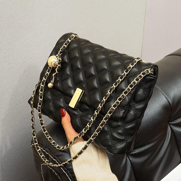 Bolso Bolso De Moda Bolso Cruzado Para Mujer Bolso PequeñO De Estilo Sofisticado Bolso De Cadena De Cuero CláSico Primavera/Verano Black-image