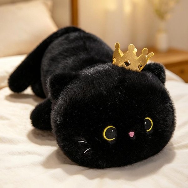 40 Cm Urocze Czarne Koty Korona Pluszowe Zabawki Kawaii DużA Przytulanka Poduszka Poduszka Ins Czarny Kot Pluszowa Zabawka Lalka Dla ChłOpcóW Dziewczynek Prezenty Urodzinowe-image
