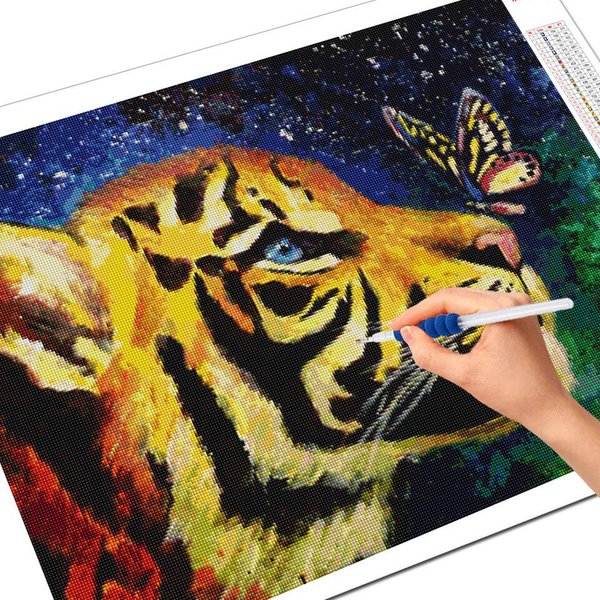 Pintura De Diamantes 5D DIY Tigre Diamante Redondo Cuadrado Completo Venta Bordado Animal Punto De Cruz Mosaico DecoracióN Del Hogar Full Square 20X30CM-image