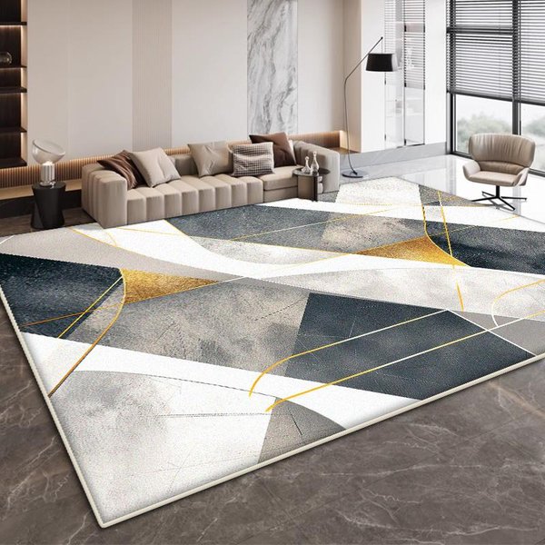 Nowoczesny Geometryczny Design Dywan Do Salonu Prosta Dekoracja Sypialni AntypośLizgowe DużE Dywany Biuro Stoliki Kawowe MięKka Mata Zmywalny 80*120Cm-image