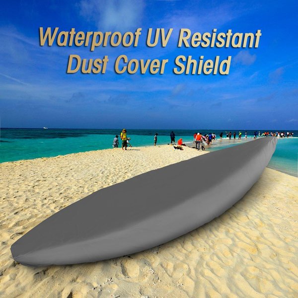 Cubierta Universal Profesional Para Kayak, Cubierta Protectora Para Almacenamiento De Polvo, Resistente Al Agua, Resistente A Los Rayos Uv, Para Canoa Y Barco 5.5M / 18Ft Gris-image