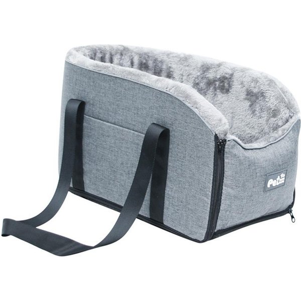 Asiento De Coche Para Perros Con Consola Central, Asiento Elevador Para Perros Desmontable Y Lavable Para Reposabrazos De Coche, Mascota PortáTil Gris-image