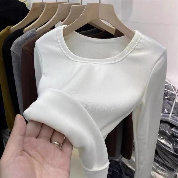 Ropa Interior TéRmica De Invierno Para Mujer, Con Forro Polar En El Interior Y Camiseta De Manga Larga Con Cuello Redondo Y Corte Ajustado XL-image