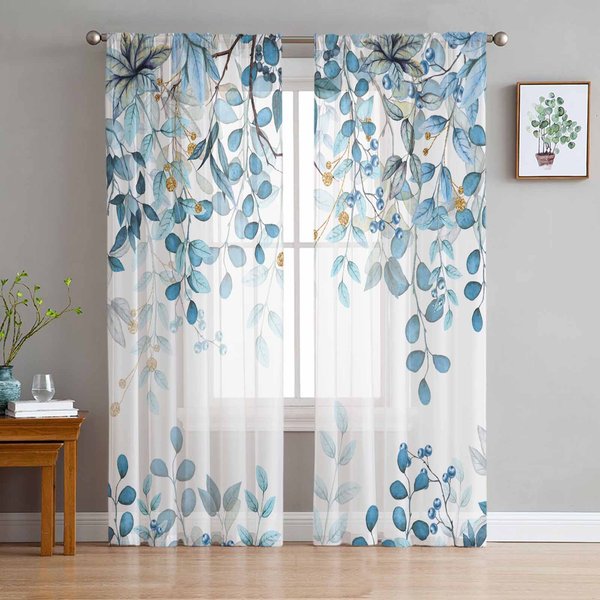 Abstrakcyjne LiśCie SzałWiowe GałęZie Przezroczyste ZasłOny Idealne Do Dekoracji Salonu ZasłOna Okienna Kuchnia Tiul Woal Organza ZasłOny W135 X H185Cm X1&Rod Pocket-image