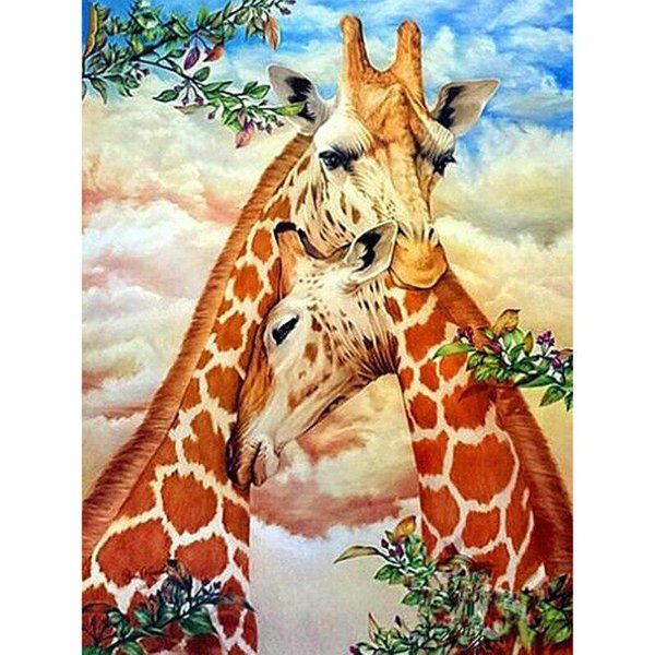 Pintura De Diamantes 5D Jirafa Animal Bordado De Diamantes Taladro Redondo Completo Punto De Cruz 20X30CM-image