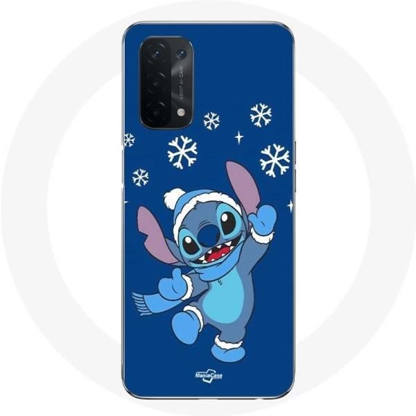 Funda - Oppo - A74 - Flexible - Stitch Nieve Navidad - Azul Azul-image