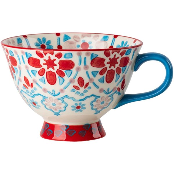 Ceramiczne Kubki Kubki RęCznie Malowane Kwiatowy WzóR Retro Kreatywne Kubki Do Kawy Do Domu śNiadanie Biuro Kubek Do Mleka Kubek 420Ml-image