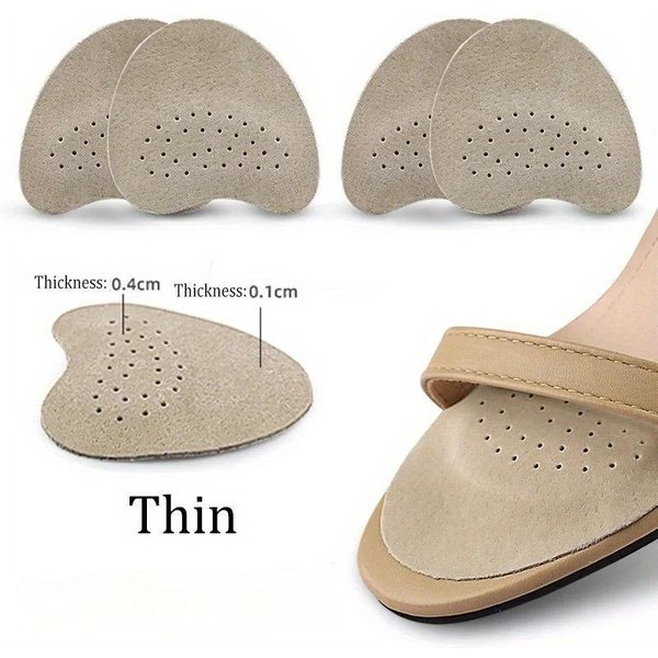 Sandalias Antideslizantes Con Pegatinas De Cuero Para El Antepié, Plantillas Para Aliviar El Dolor De Tacones Altos Para Mujer, Almohadillas Para Los Dedos Del Pie, Almohadillas Para El Cuidado De Los Pies Beige-image