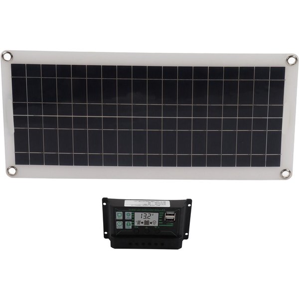 Panel Solar 30W Kit Controlador De Voltaje Cargador 30A Silicio Policristalino Para Coche 12V RV Barco-image