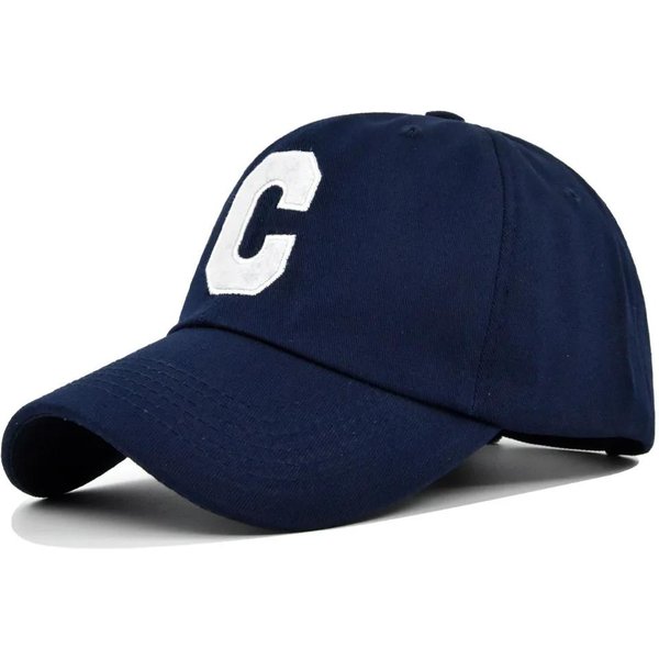 Nowa Modna Czapka Baseballowa MięKki Daszek Litera C Letnia Czapka PrzeciwsłOneczna Damska 100% BawełNa Daszki Czapki MęSkie Haftowana Czapka Z Daszkiem Adult(56-58Cm) Ciemnoniebieski-image