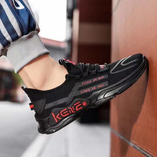 Zapatos Casuales Para Hombre, Zapatos Deportivos Transpirables De Tejido Volador, Zapatos Para Correr Livianos Y Combinables Para Hombre, Zapatos De Moda 44 Black-image