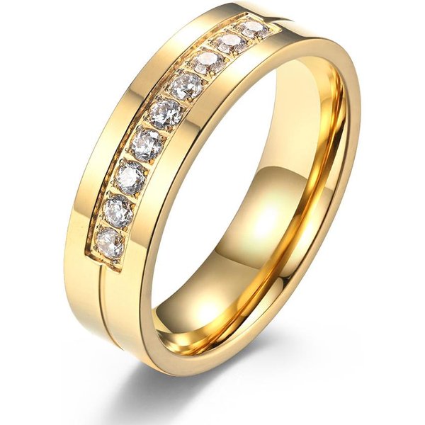 Anillo De Boda De Acero De Titanio Con Diamantes Para Parejas, Simple Y Liso De Acero Inoxidable 9#-image