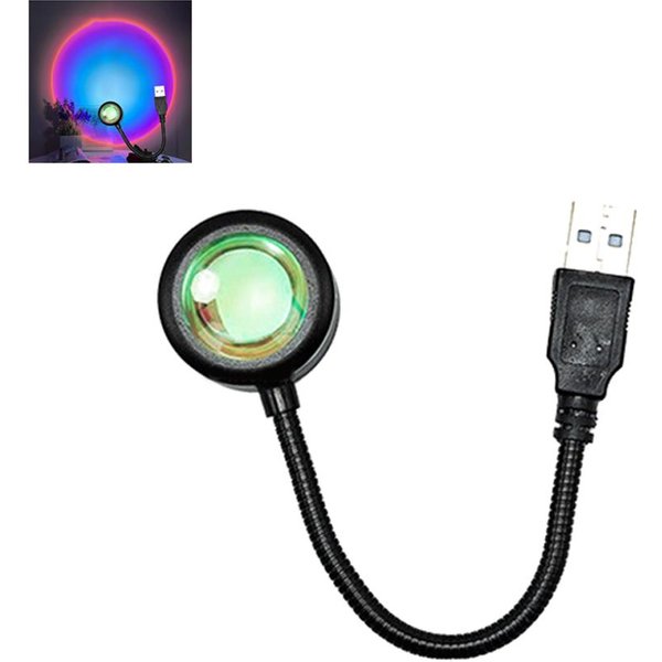 LáMpara De Puesta De Sol Alimentada Por Usb, RotacióN De 360 Grados, ProyeccióN Led, Luz Nocturna, FotografíA RomáNtica-image