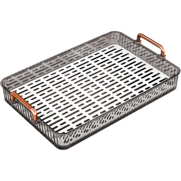 Bandeja De Té Con Drenaje Incorporado, Bandeja De PláStico Con Asas, Rectangular, Antideslizante, Bandeja Para Servir Té Para Gris-image