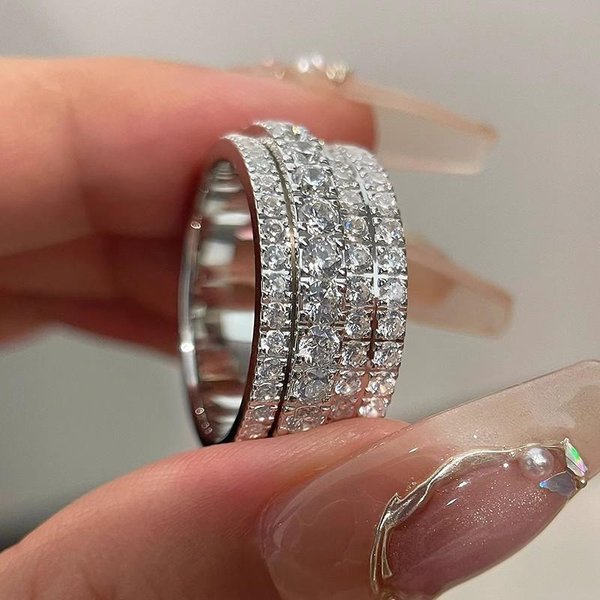 Anillos Huitan De Lujo Pavimentados Con Circonita CúBica Para Mujer Accesorios De Banda De Boda Color Cobre JoyeríA Femenina Moderna Y De Moda Fiesta 10-image