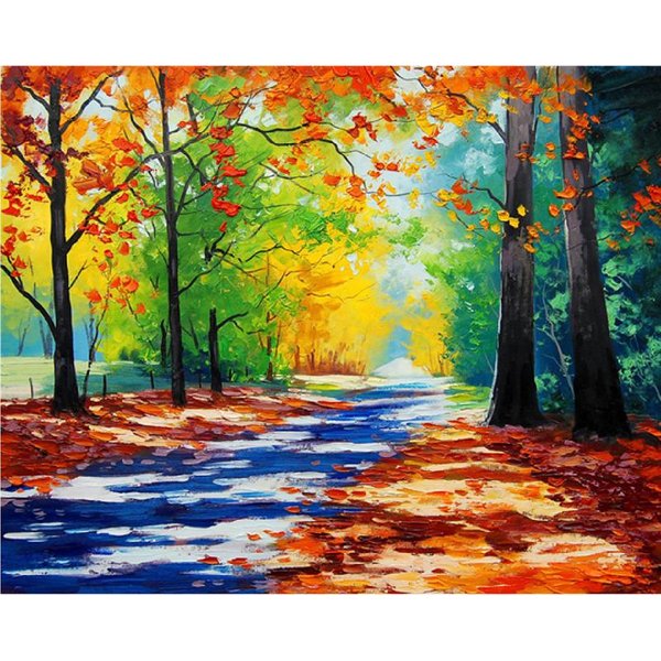 Pintura De Diamantes Taladro Completo Paisaje Bosque Bordado De Diamantes Redondo Completo Punto De Cruz Mosaico DecoracióN 20X30CM-image